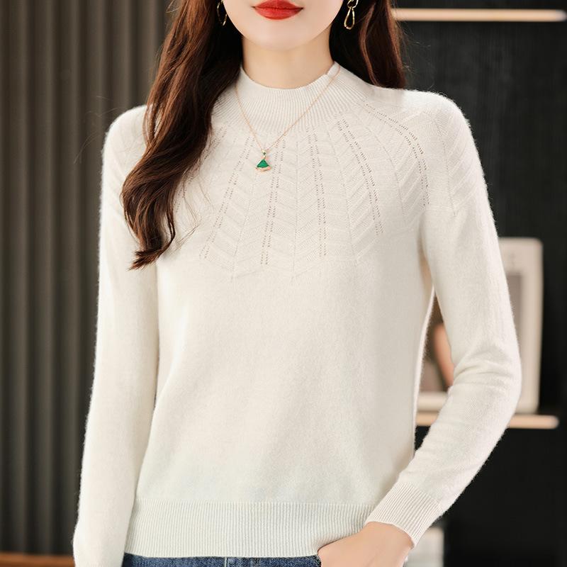 INDFS Women's Fashion Casual Fall Winter Solid Color Print Long Sleeve Half Turtleneck Sweaters
