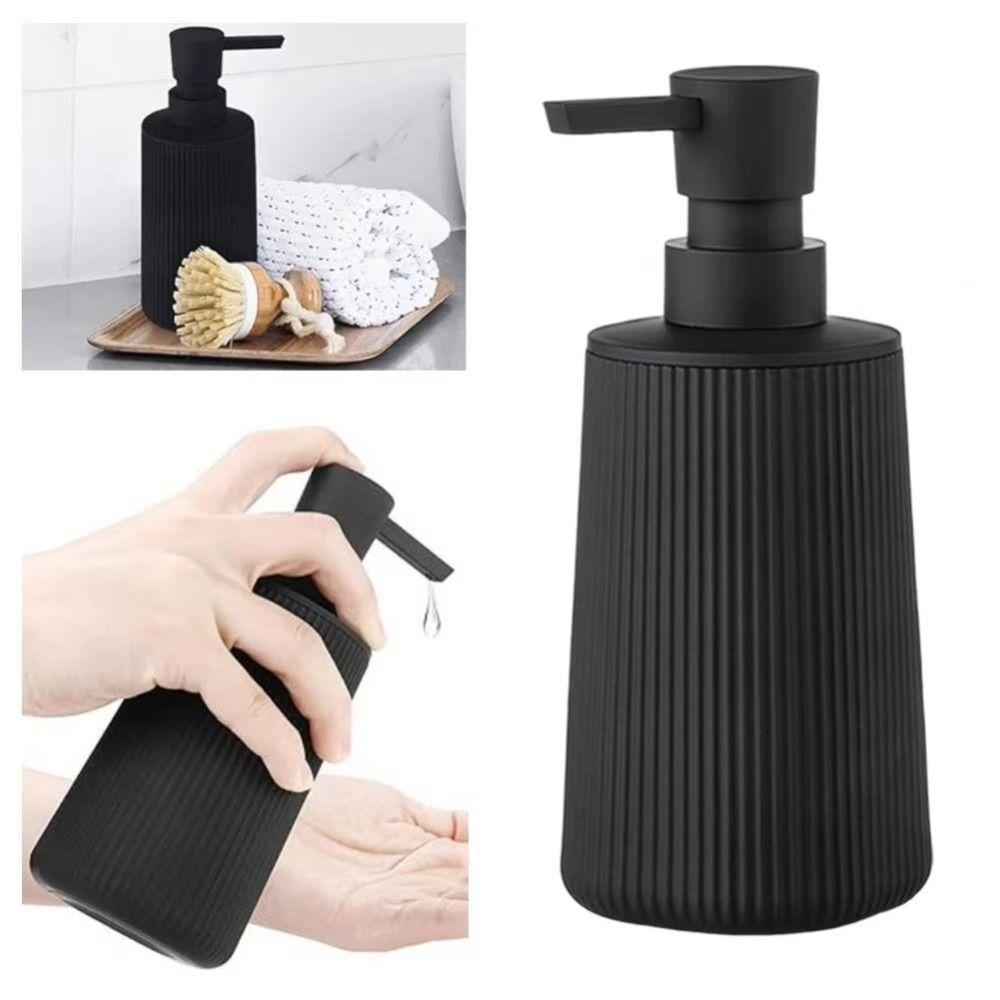 Modern Ribbed Handwash Container 380ml Capacity Soap Lotion Bottle Bathroom Use