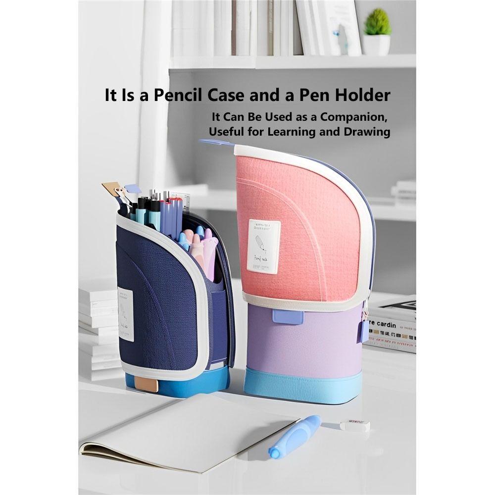 2-in-1 Retractable Pencil Bag Portable Student Pen Holder Stationery Storage Bag  School Supplies