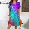 3D stereoscopic printed music element women's dress, casual street fashion short-sleeved dress, plus size, summer fashion