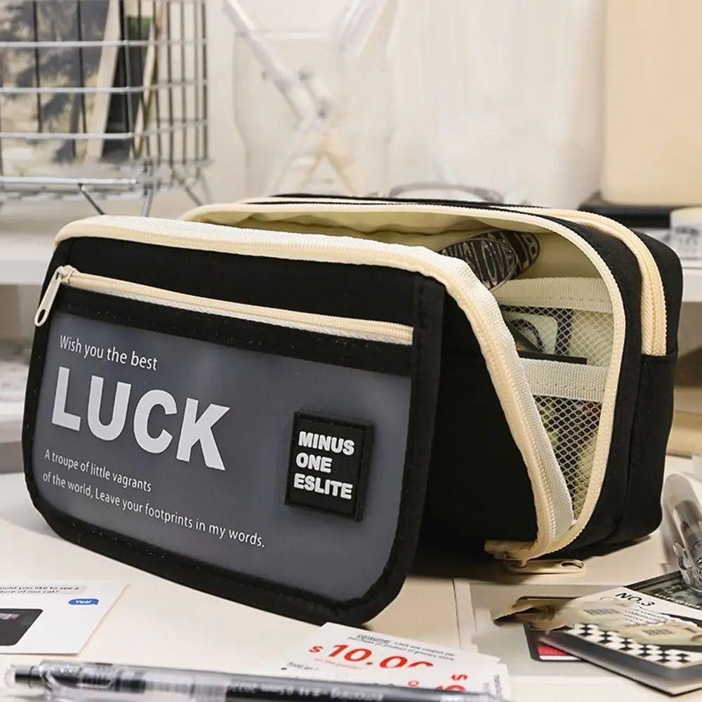 Large Capacity Translucent Pen Bag Matte Texture Stationery Box Translucent Pencil Case  Students