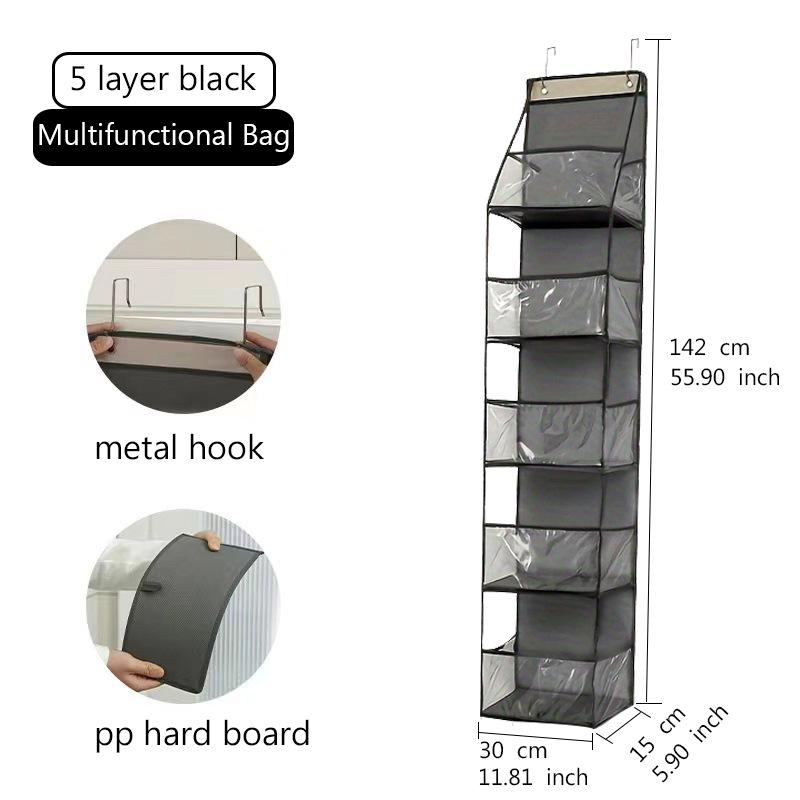 Wall-Mounted Multi-Layer Hanging Storage Bag for Clothes & Toys
