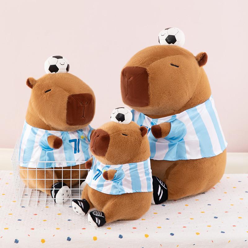 Capybara Plush Toy With Football Design For Kids Gift And Sports Events