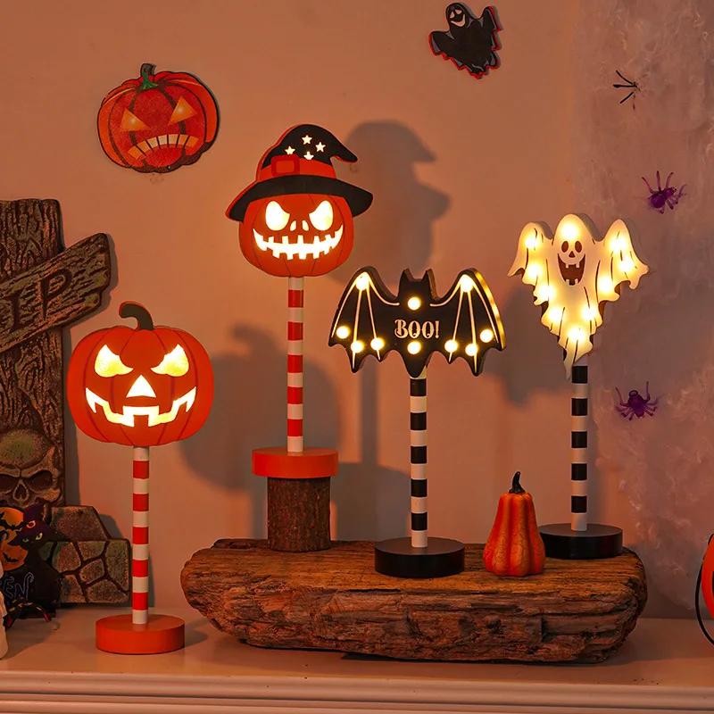 LED Halloween Night Light Waterproof Battery Power Pumpkin Ghost Ambiance Light Outdoor Garden Bedroom Festival Party Decor Prop