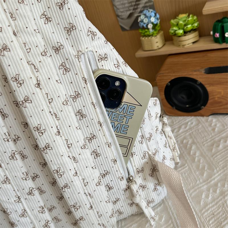 Cord-Schleifen-Rucksack Damen Leichter Zugband-Pendlerrucksack