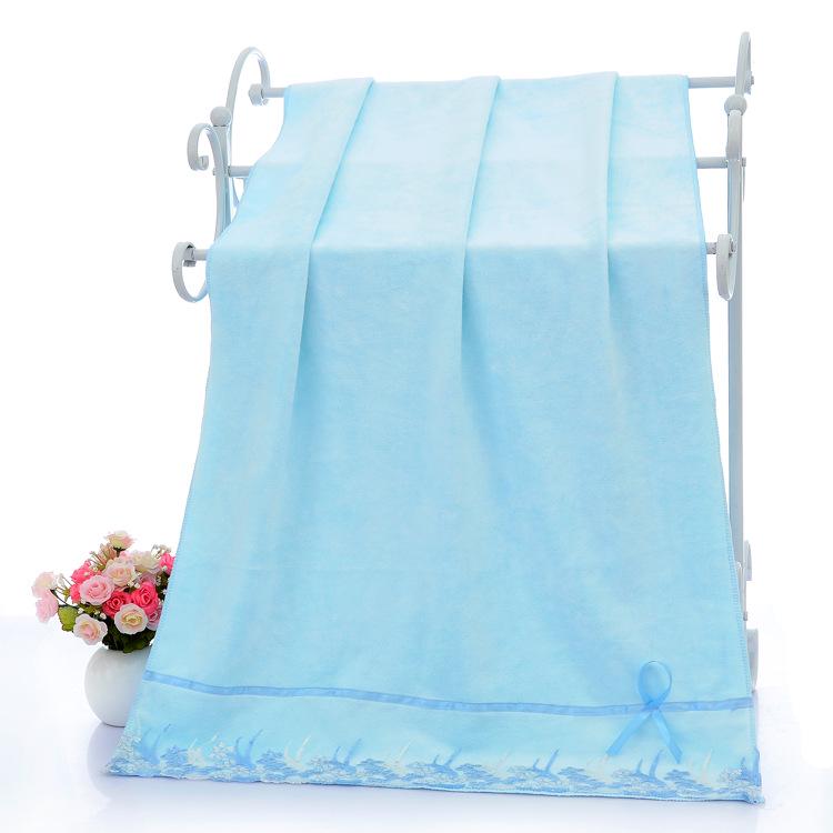 

Мягкие, Впитывающие Банные Полотенца из Микрофибры с Кружевной Отделкой - Набор из Двух Штук, Гипоаллергенные 140x70 cm синий