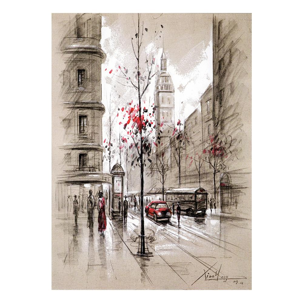 

Картины на холсте, домашний декор, HD-принты, постеры, абстрактные картины с городским уличным пейзажем для гостиной, настенное искусство, безрамное ядро 50x70cm
