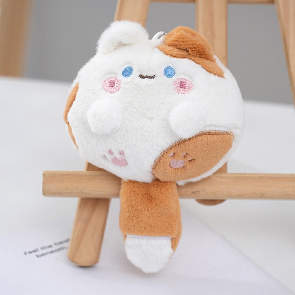 Squeak Long Tailed Cat Hanging Pendant Cute Bag Ornaments Stuffed Cat Key Chain  for Girl's Bag