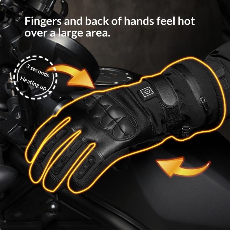 Comfort Fit Heated Gloves for Winter Motorcycle Riding Featuring Quick Heat Technology Soft Sponge Padding Anti Slip Palms and Easy Cleaning