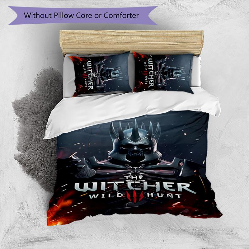 3pcs The W-Witcher 3 Wild Hunt GAME pattern bedding set duvet cover set includes duvet cover &pillowcases, perfect all season bedroom decoration & gi