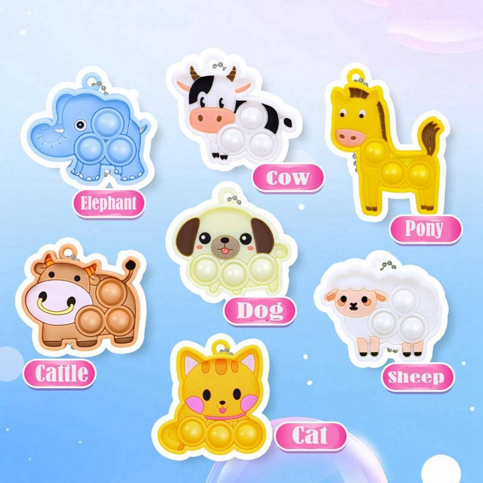 7/21 Piezas Juguetes Fidget con Forma de Animal Burbujas Pop-it Sensoriales Juguetes de Apretar Alivio del Estrés Oveja Gato Perro Blanditos para Niños Adultos