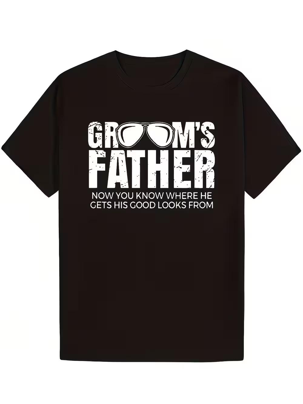 

Groom s Father Wedding Apparel Soft Comfortable Round Neck T-Shirt with Print XXXXL