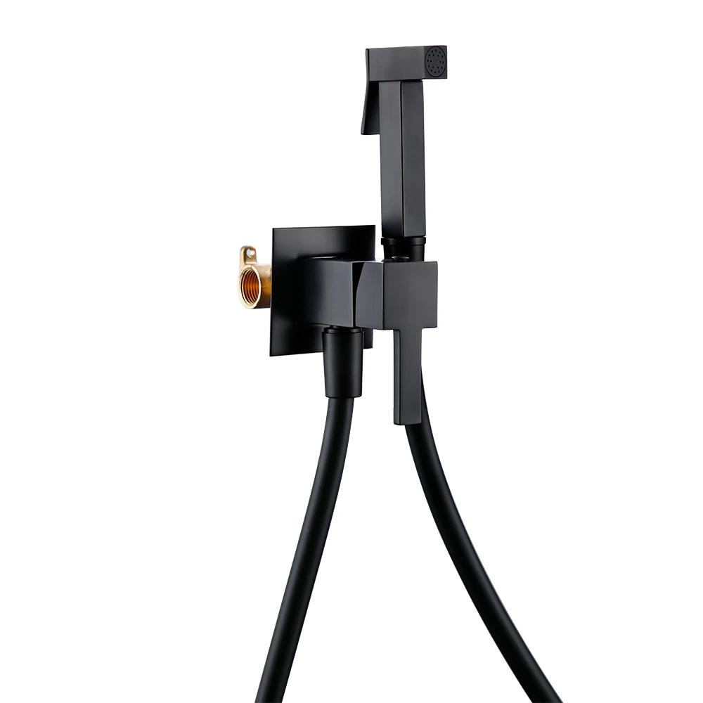 

Bagnolux Mate Black Toilet Hand Held Bidet Sprayer Kit with Hose and Holder Wall Mounted Hot & Cold Mixed Type Bathroom Faucet