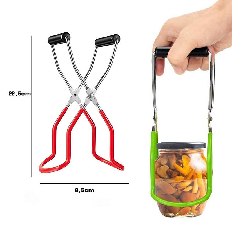 Canning Jar Lifter Tong Stainless Steel Can Tong Clip With Grip Handle Heat Resistance Anti-Clip Glass Bottle Holder KitchenTool