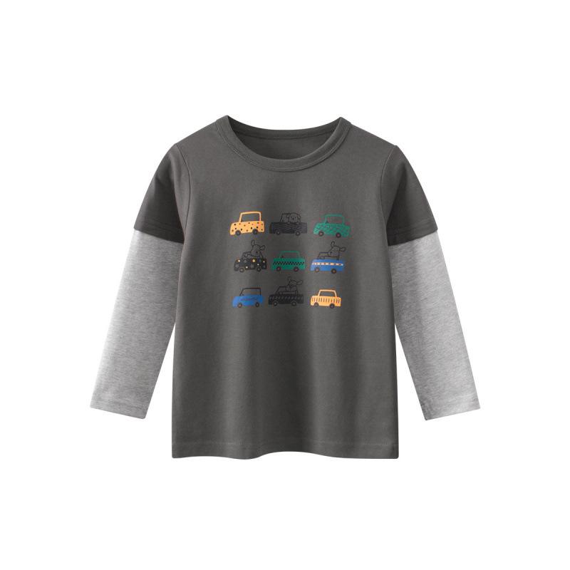 27kids Spring 2026 Boys  Cartoon Long Sleeve T-Shirt - Trendy Children s Clothing Arrival 120 cm