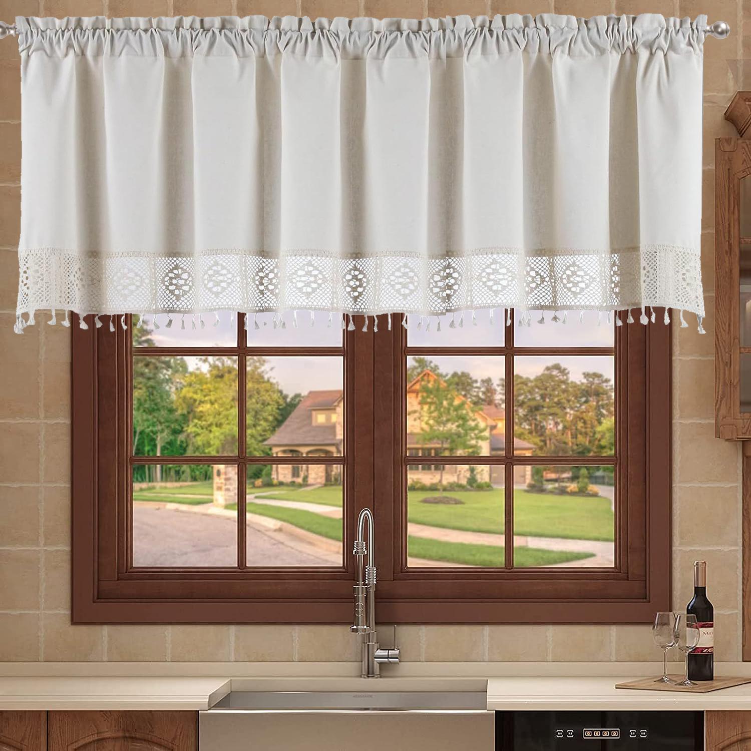 

Американская простая вязаная короткая штора Кухонная штора Блок Кофейная штора Шторка для стиральной машины Стол Шкаф Пылезащитная полуштора 2pcs*(Width 140 * Height 91cm) 55 * 36Inch