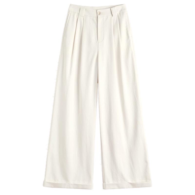 2026 Spring Women's Tencel Wool High-Waisted Wide-Leg Pants - Casual Loose Drapey Slimming Floor-Length Trousers