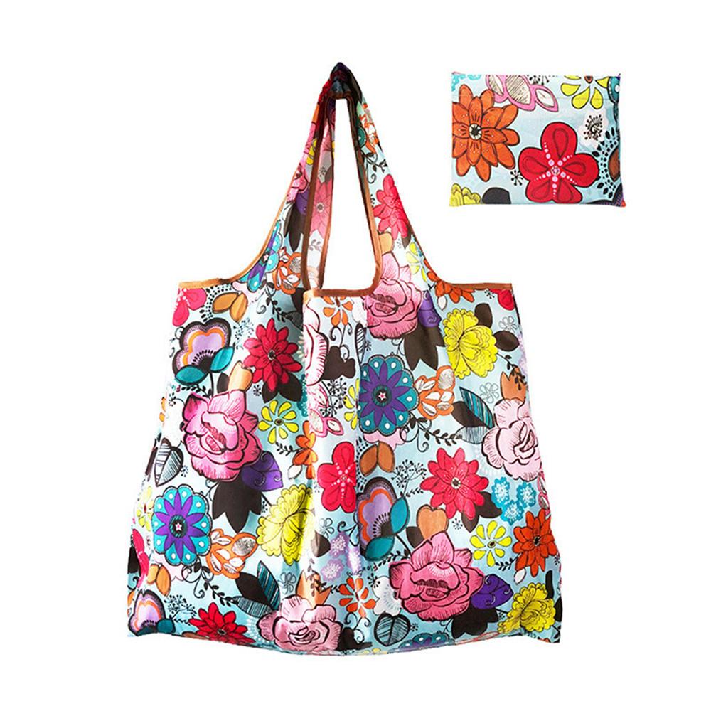 Nylon faltbare recycelbare Einkaufstasche umweltfreundliche wiederverwendbare Einkaufstasche für Damen, Tasche für Obst Gemüse Lebensmittel, mit Blumenmuster