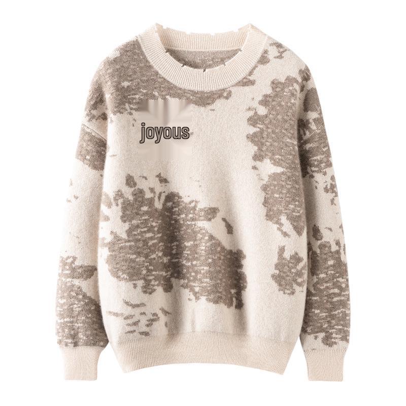 Retro Jacquard Cashmere Women's Round Neck Sweater - 2025 Autumn/Winter Collection