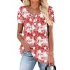 Women Tunic Tops Dressy Casual Summer Short Sleeve Shirts Loose Fit Pleated Boho Top Independence Day