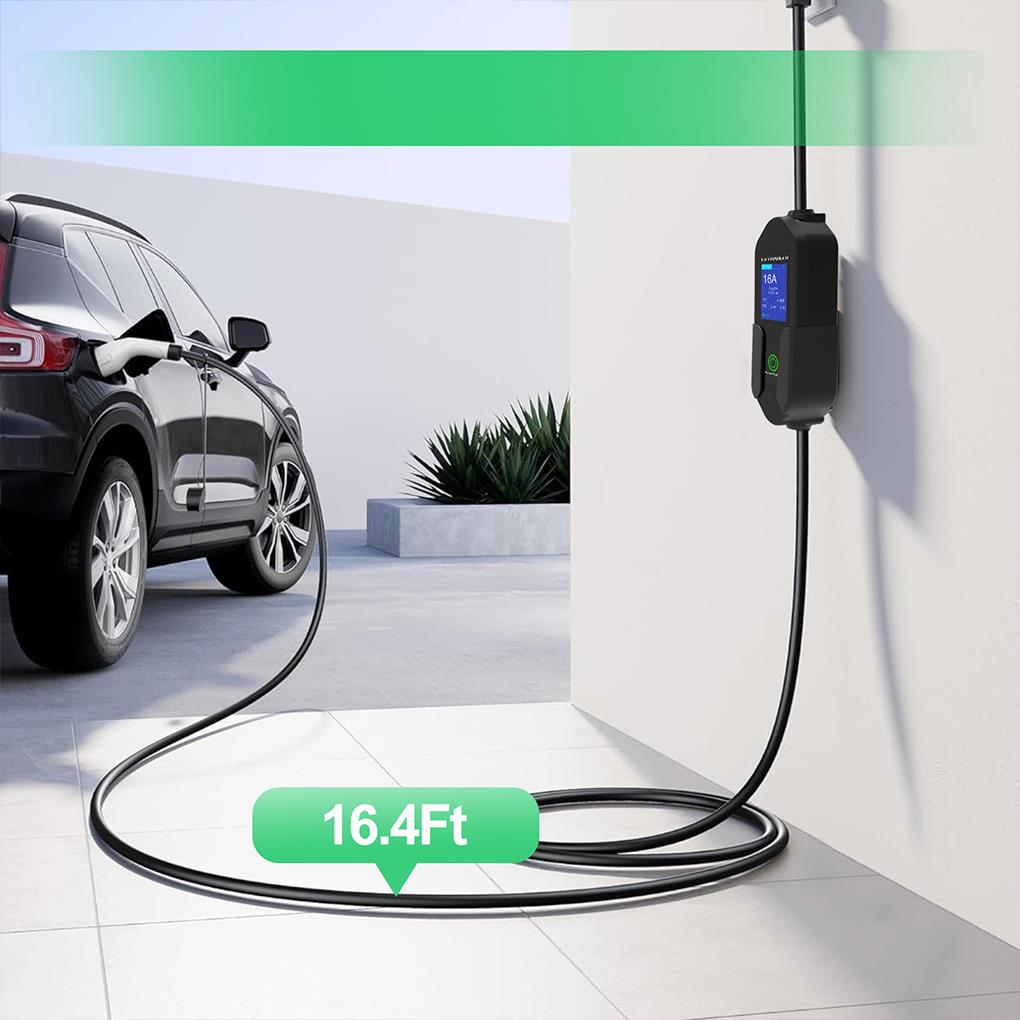 32A 7KW 5M Single-Phase 3PIN Type 2 Charging Cable CEE With LCD Display EV Charger Portable