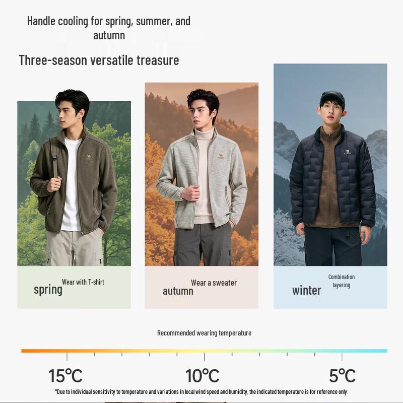 CAMEL Men's Brushed Knit Anti-Static Fleece Jacket