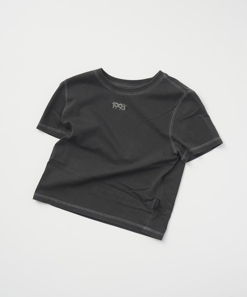 1993STUDIO Reverse Stitch Crop T-Shirt_Charcoal