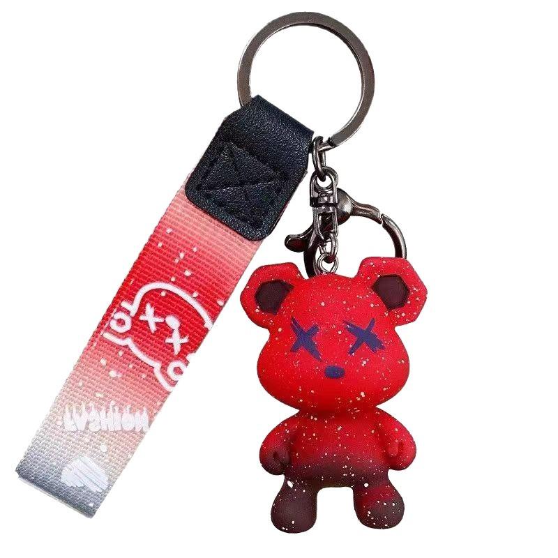 Color-Changing Starry Sky Bear Keychain - Stylish Car Charm & Purse Pendant for Couples