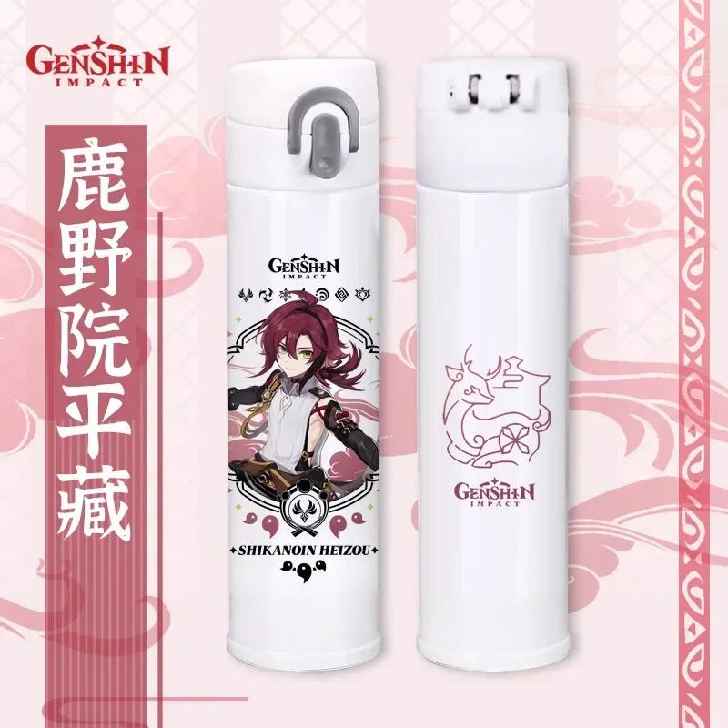 Genshin Thermos Cup Bottles Zhongli Beelzebul Genshin Impact Insulated Bottles Anime Coffee Water Cup Mug Vacuum Thermos Flask