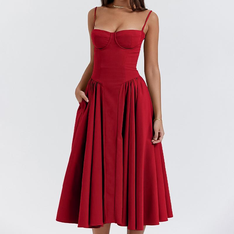 

Женское летнее длинное платье, большая юбка с подолом, топ-труба, однотонный сексуальный сарафан L