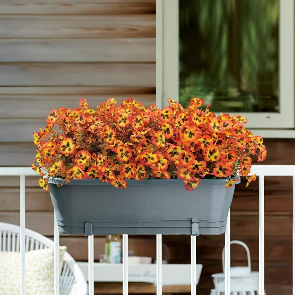 High-quality Artificial Flowers Uv Resistant Artificial Pansy Flowers with Eucalyptus Leaves for Home Garden Decor