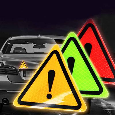 1x Triangle Exclamation Mark Anti-Collision Reflective Warning Sign Sticker Car Night Driving Safety Reflective Car Stickers