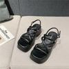 In The Summer of 2025, A New Versatile Minimalist Thin-band Thick-soled Roman Shoe, A French Thick-soled Women's Fashion Sandal