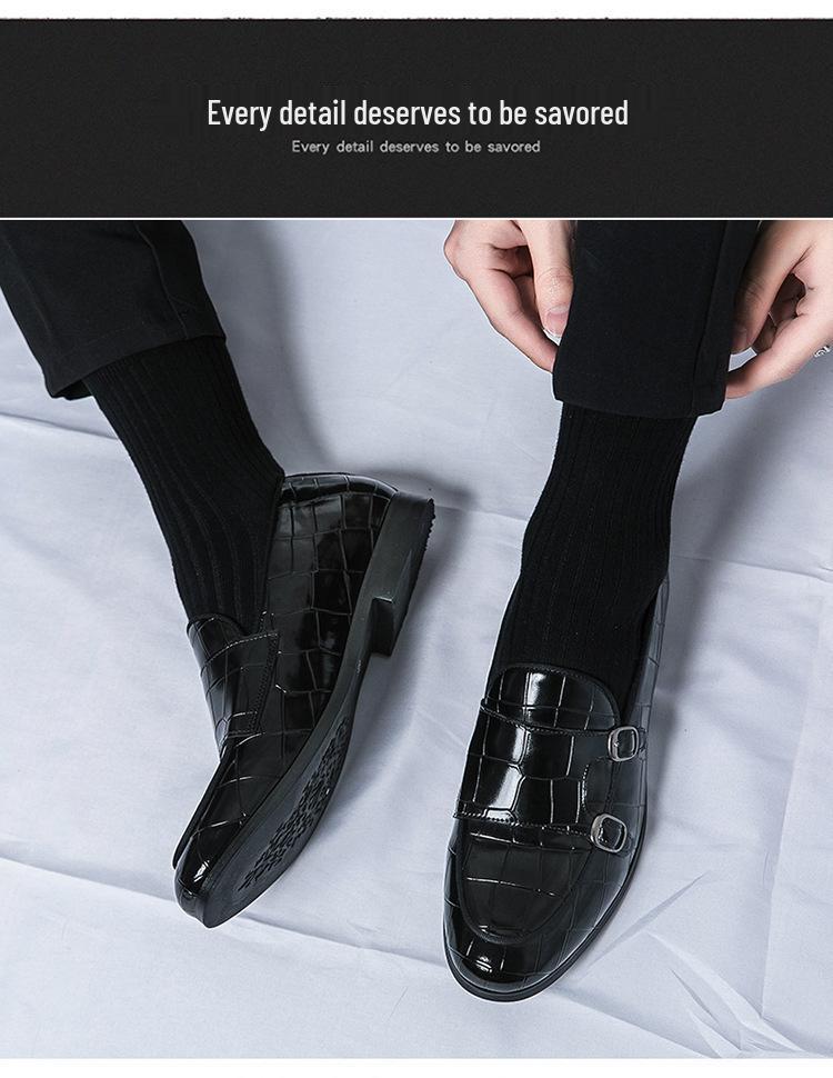 Men's Plus Size Leather Monk Loafers: Double-Stitched, Casual, Sizes 38-48, Perfect for Weddings