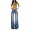 American Retro Washed Old Design Wide-leg Jeans Women's Autumn Medium and Low Waist American Loose Straight Pants