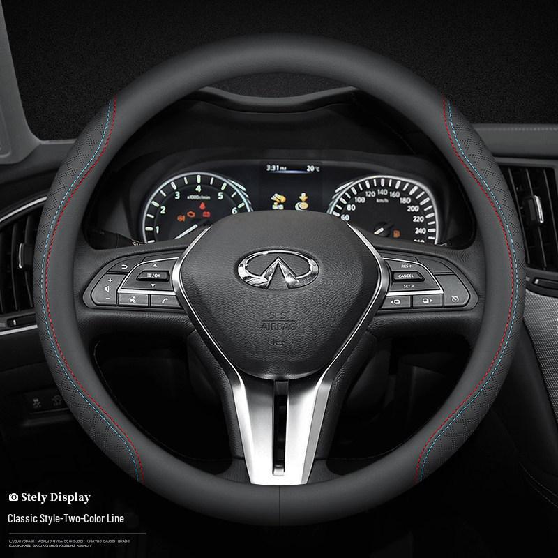 Fits Infiniti Steering Wheel Cover: QX50, QX60, Q80, Q70L, Q50L, FX3 – Genuine Leather, All-Season.