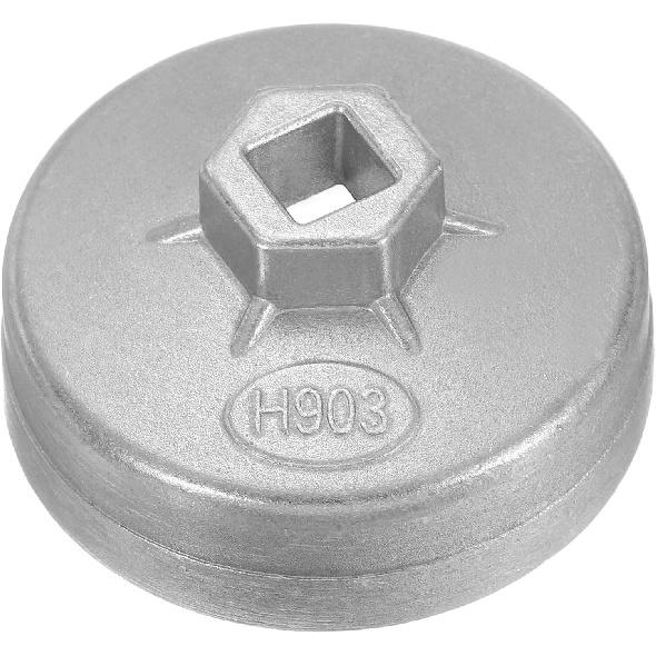 HARFINGTON Oil Filter Cap Wrench 14 Flute 65mm Inner Dia 1/2" Square Drive Aluminum Cup Type Drive Metric Oil Filter Socket Removal Tool for Engine