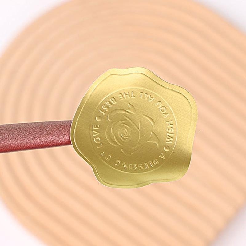 60 Pcs Gold Embossed Sticker Adhesive Embossing Decal Envelope Seal Sticker for Invitation Envelope Seal Decoration
