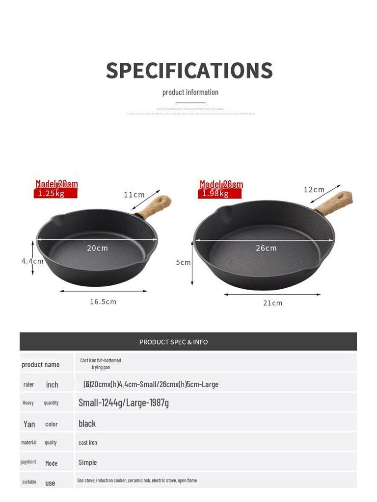 Utendørs Støpejern Non-stick Stekepanne for Camping, Piknik, Barbecue og Biff.