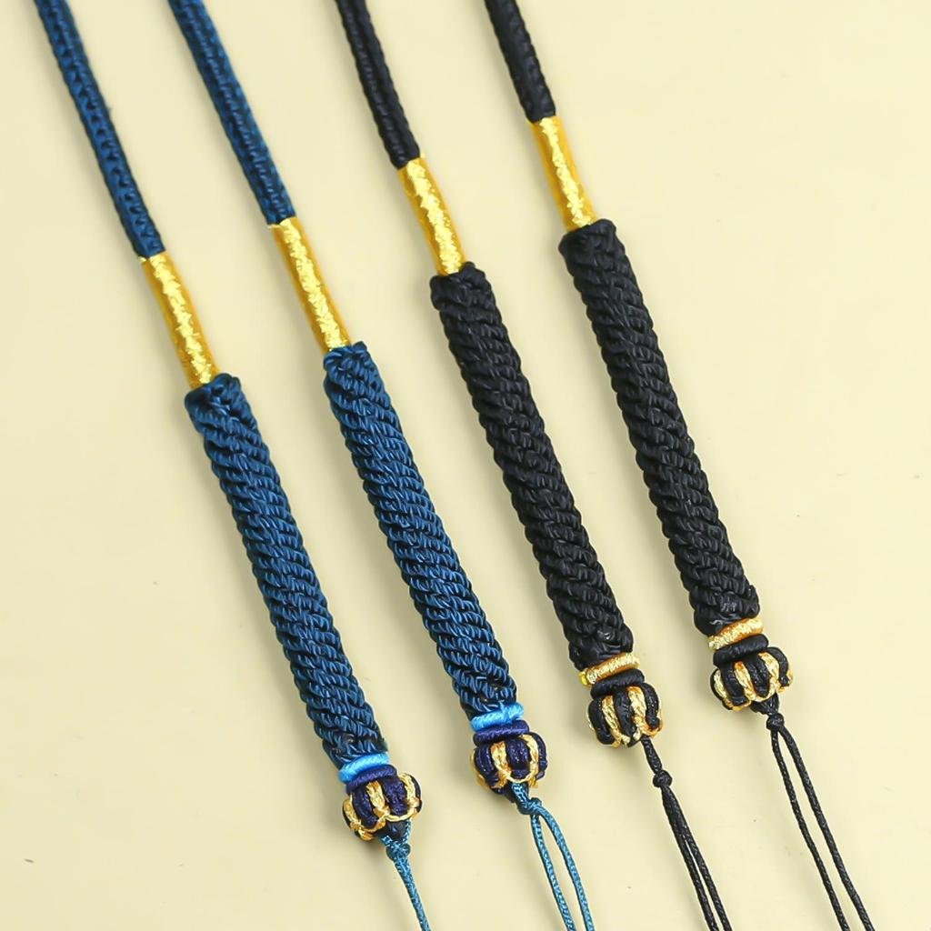 Adjustable Pendant Necklace with Handmade Woven Cord, Featuring Jadeite, Amber, Nanhong, and Hetian Jade Stones.