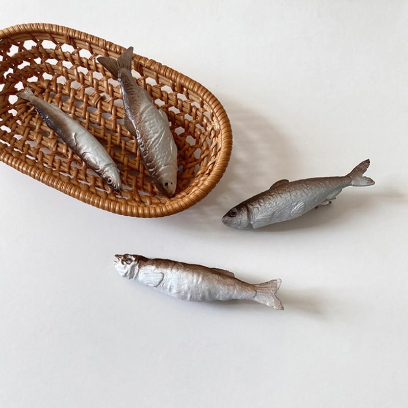 Lovely Creative Dried Fish Keychain Keyring Funny Salted Fish Hairpin Hair Clip