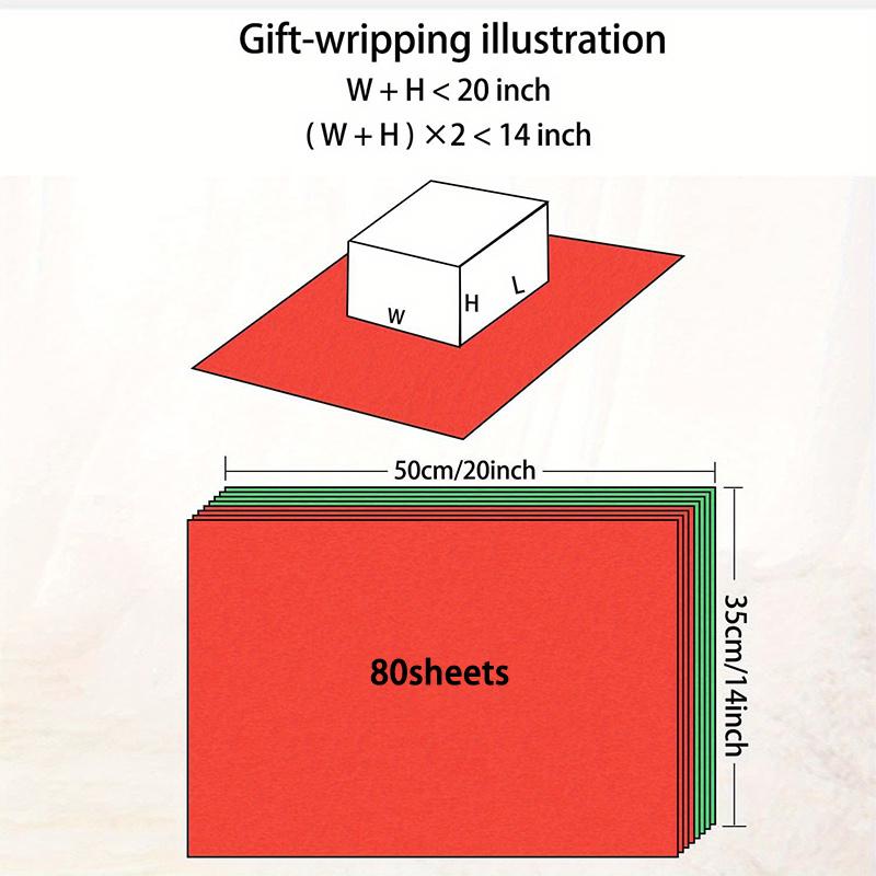 80 Sheets, Red & Green Gift Wrapping Tissue Paper, 20"x14", Perfect for Weddings, Birthdays, Showers, Crafts, Party Favors & Holiday season Décor