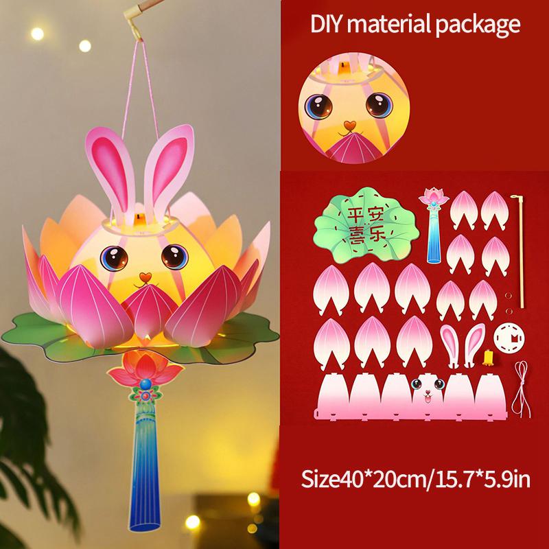 Mondfest Laternen Bastelset Palastlaternen Materialpaket Handgehaltene Blumenlaternen Party-Atmosphäre Leuchtende Requisiten Geschenke