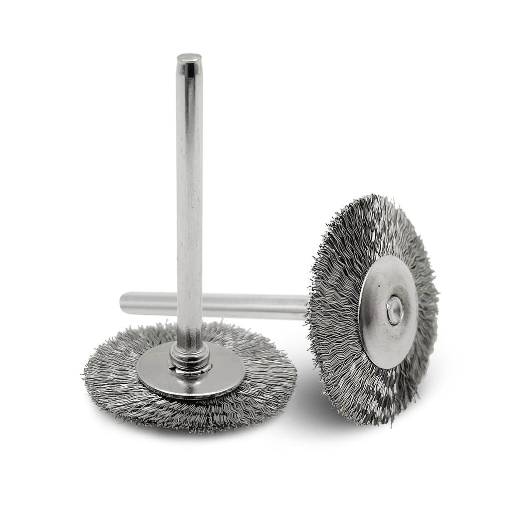 15Pcs 25mm Stainless Steel Wire Brush Set, T-Shape with 1/8" Handle Polishing Wheel Rotary Tool for Surface Polishing, Cleaning, Deburring