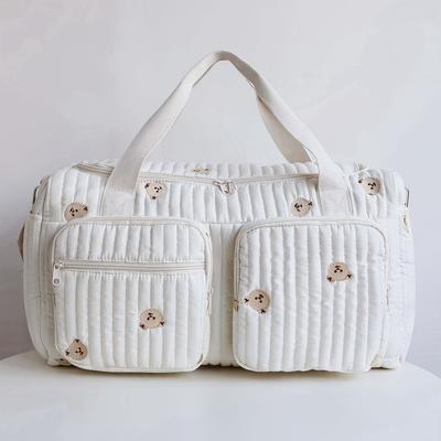 Little Bear Embroidered Baby Diaper Bag Lightweight Large Capacity Mommy Bag Practical Leisure Handbag for Travel Outdoor