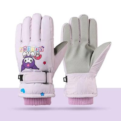 Kuromi Melody Winter Children Fleece Gloves Waterproof Outdoor Ski Warm Outdoor Cycling Gloves Windproof Cold Resistant Sanrio