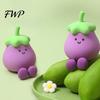 Cute Eggplant Night Light Light, Tap Touch Control Bedside Lamp, 3 Brightness Levels & Kids Bedroom Lighting Auto 30-Min Timer, USB Rechargeable