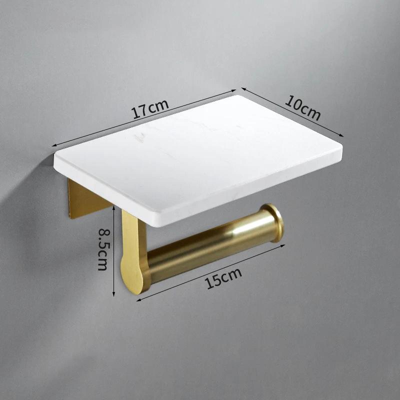 White/Black Marble Bathroom Paper Towel Holder Aluminum Wall-mounted Phone Rack Roll Tissue Shelf Bathroom Accessories