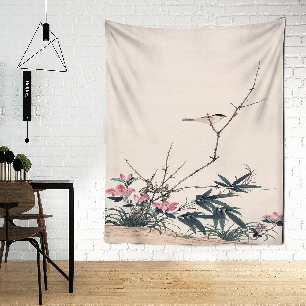 Chinese Ancient Style Story Mural Tapestry Wall Hanging Landscape Flower And Bird Painting Bohemian Style Home Decor