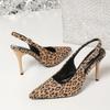 Fashion Fashion Women's Leopard Print Shoes Designer Simple Non-Slip Pointed Toe Ladies Thin Heels Sandals  Comfortable Woman Slippers